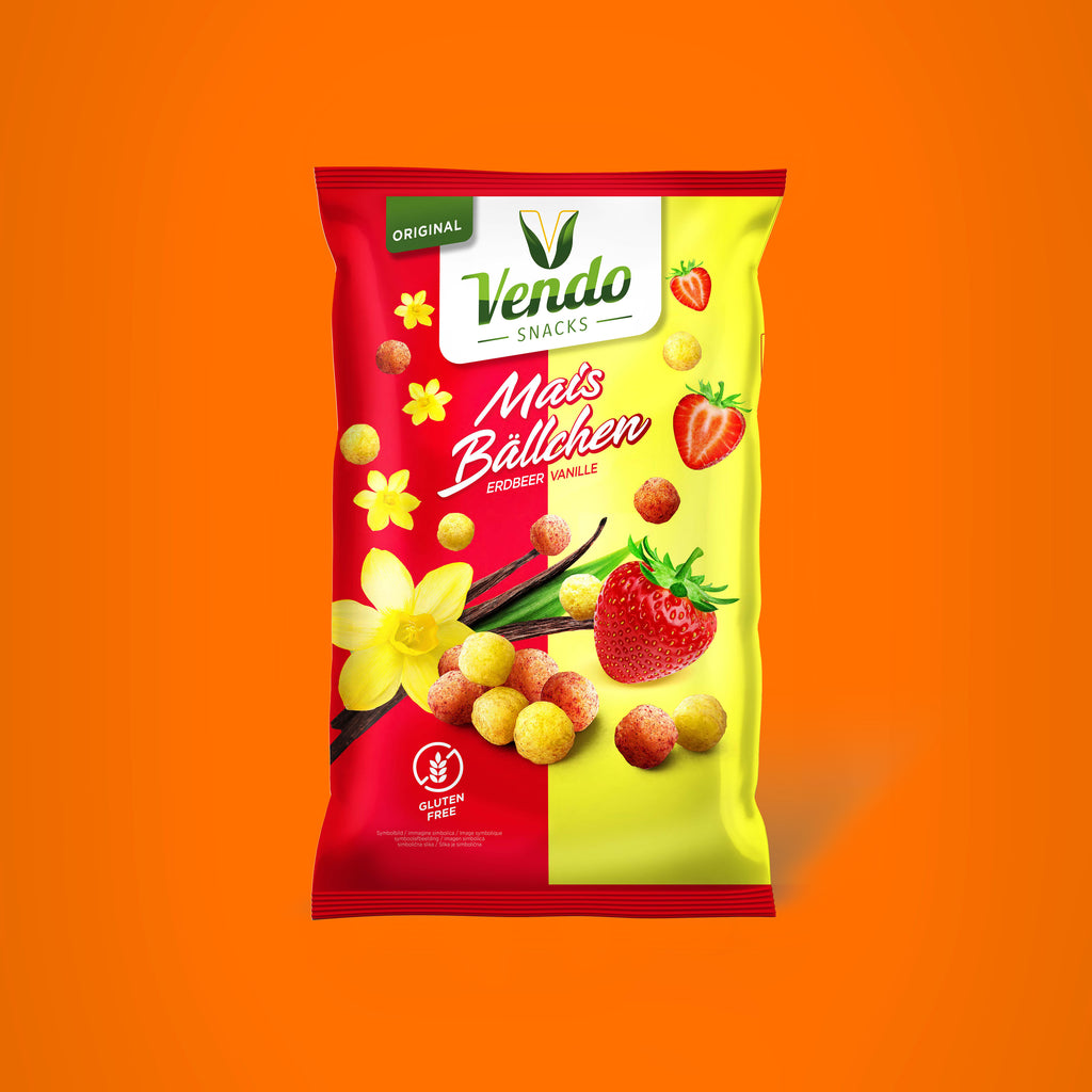 Mais Bällchen Erdbeer Vanille BOX – VENDO Snacks GmbH Mais Bällchen Erdbeer Vanille BOX – VENDO Snacks GmbH